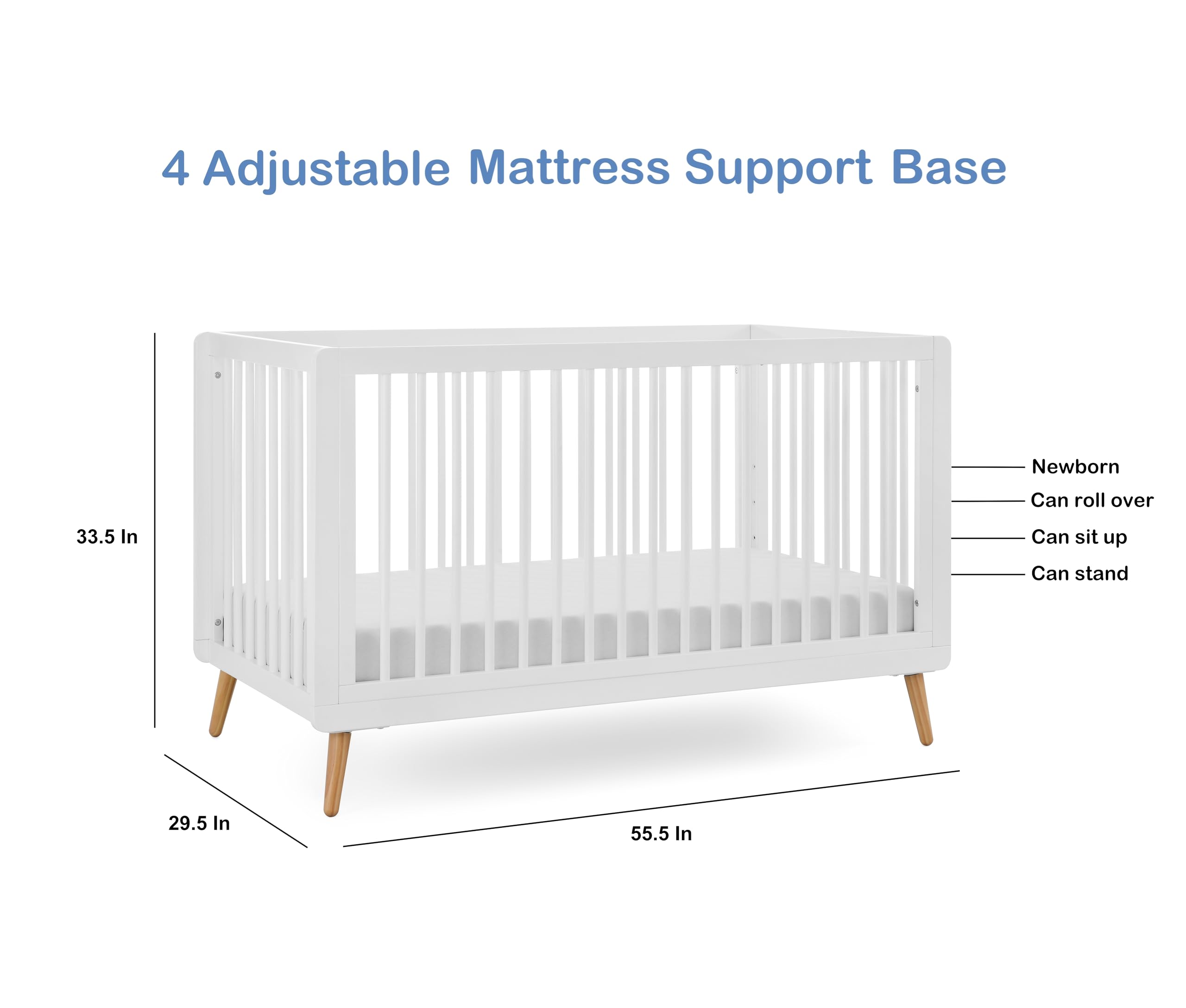 3-in-1 Convertible Crib - White Solid Wood
