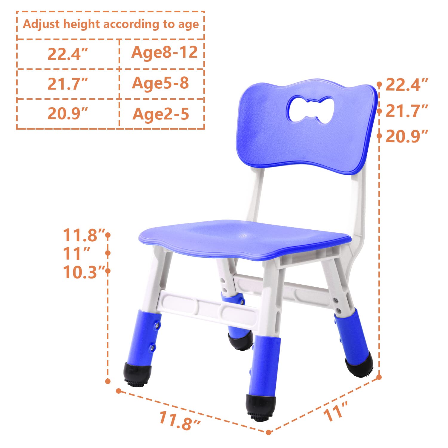 Adjustable Kids Chairs Set of 4 - Stackable Toddler Seating