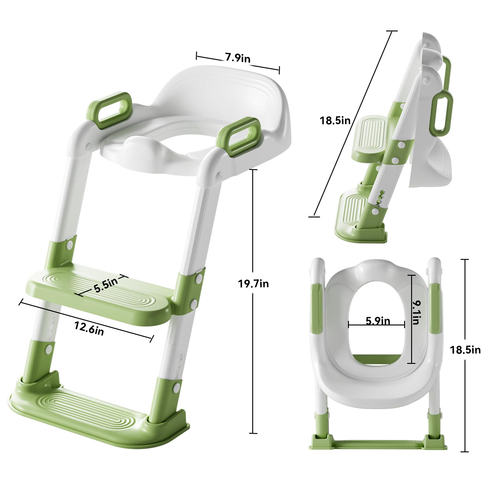 Toddler Potty Training Toilet Seat - Coupled with Must - Haves Step Stool Essentials Stuff Portable Stairs, Potty Seats with Steps Ladder for Toddlers, and Foldable Potty Train Chair Adapter