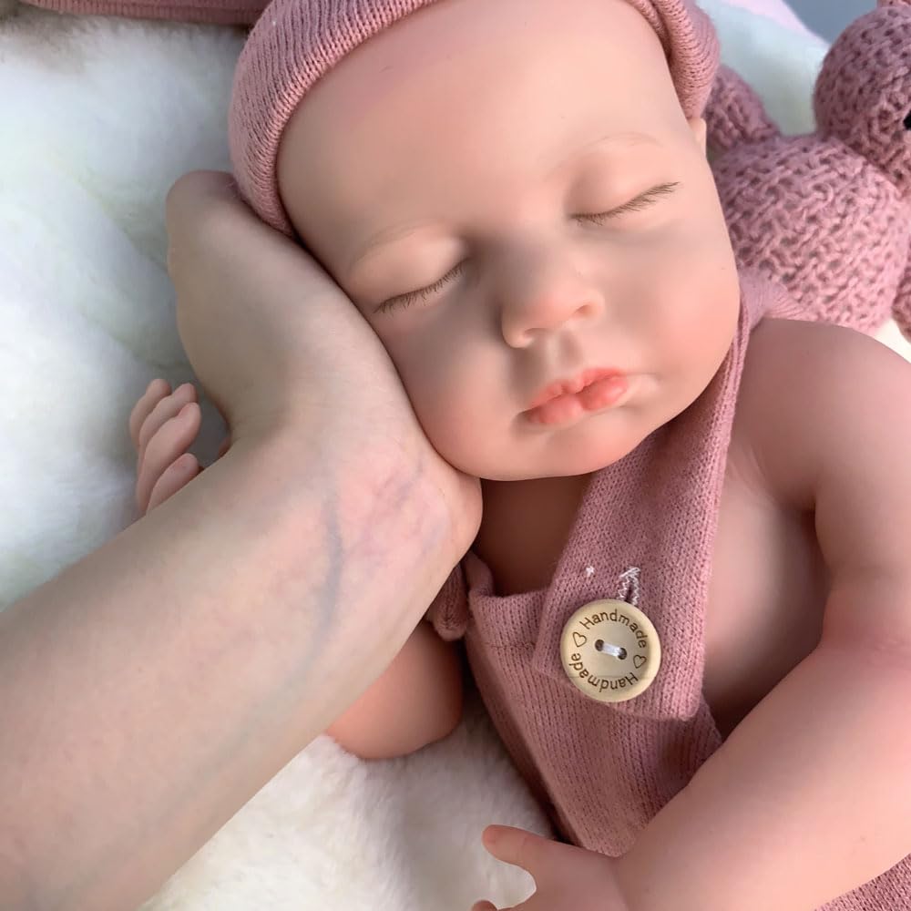 18 inch Lifelike Full Silicone Baby Doll Girl Open Mouth Realistic Reborn Dolls That Look Real