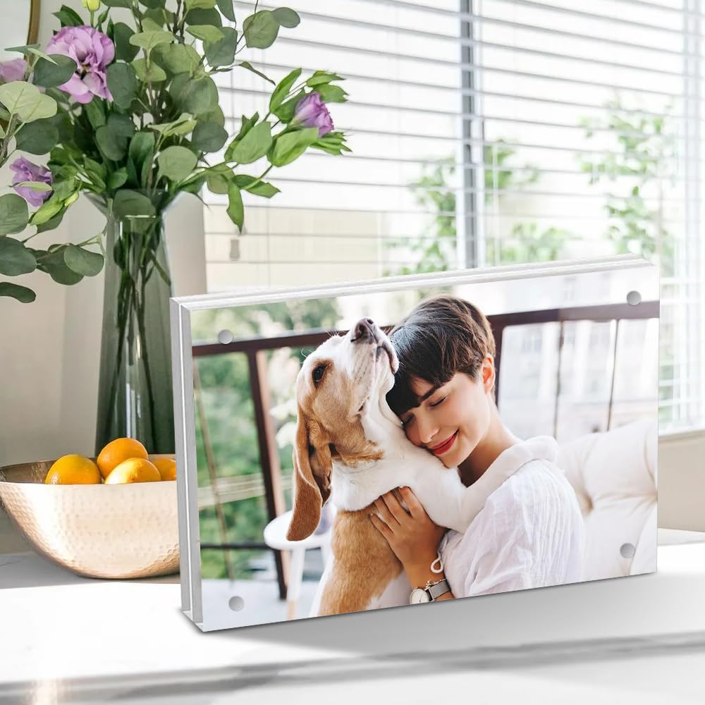 5 x 7 Acrylic Picture Frames 8 Pack, Clear Picture Frames Frameless Magnetic Picture