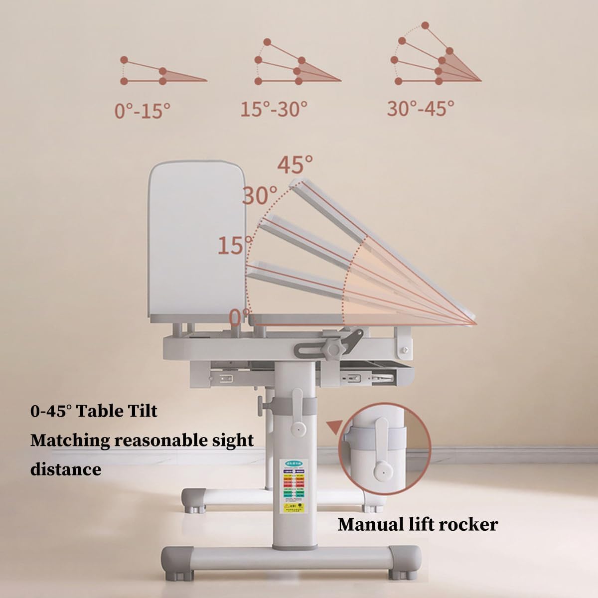 Height Adjustable Kids Study Desk and Chair Set