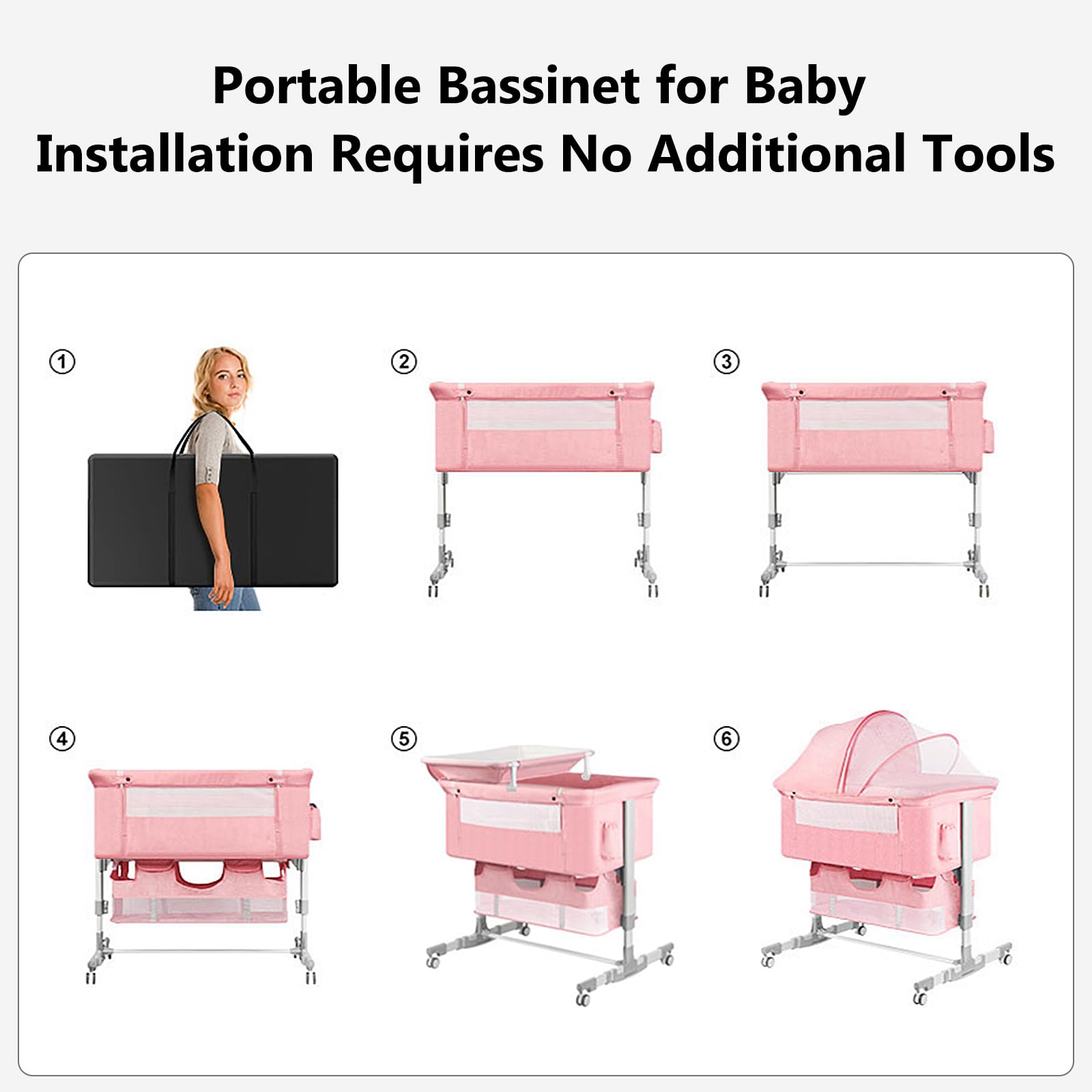 Baby Bassinet Bedside Sleeper with Diaper Changing Station
