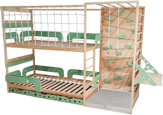 2-in-1 Bunk Bed with Desk and Indoor Jungle Gym