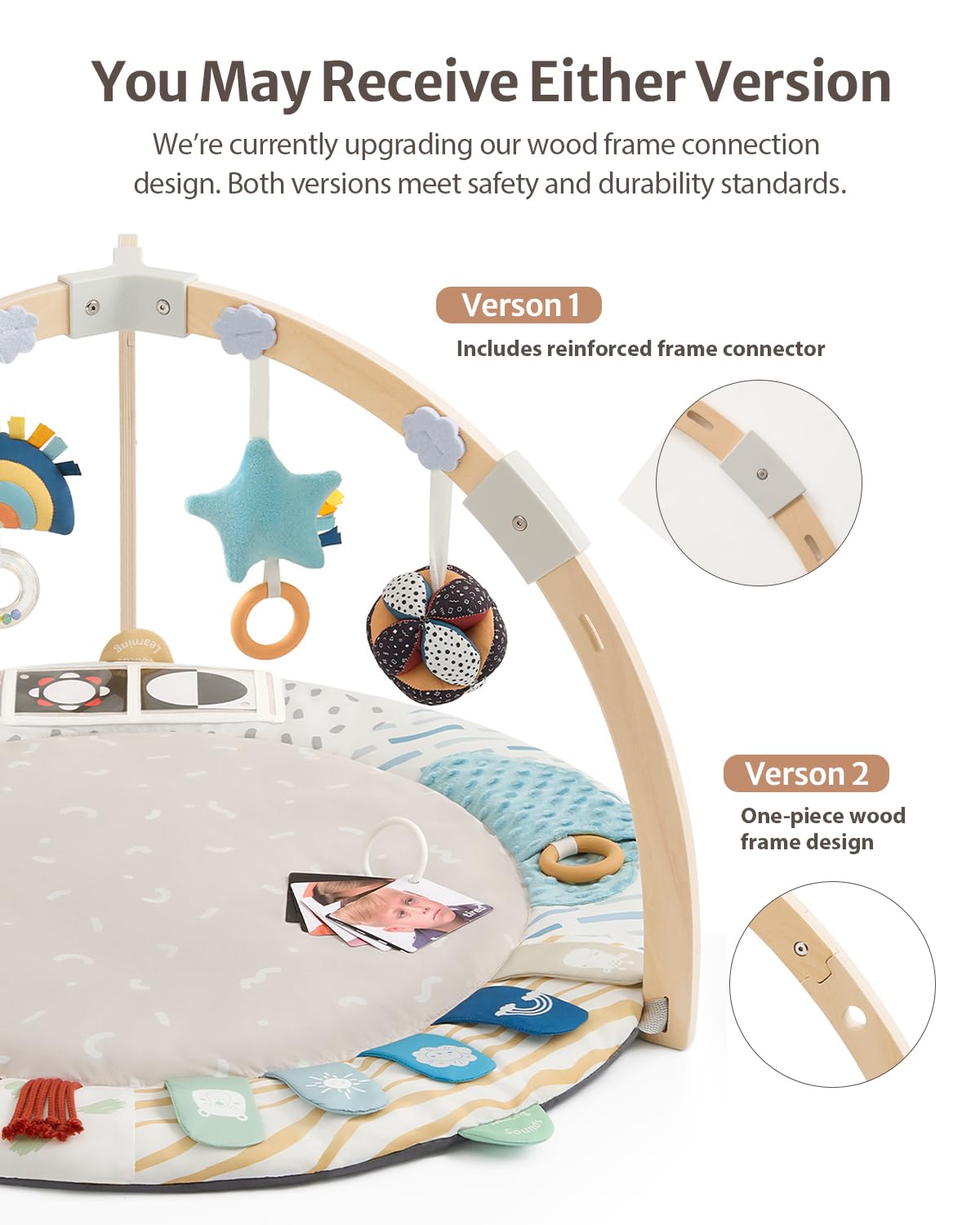Wooden Baby Play Gym Activity Mat with Developmental Toys