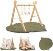 Wooden Baby Play Gym Set and PlayTent Cover, Naturel Baby Gym