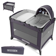 Portable Baby Playard 4 in 1 Design, Foldable Baby Playpen with Removable Bassine