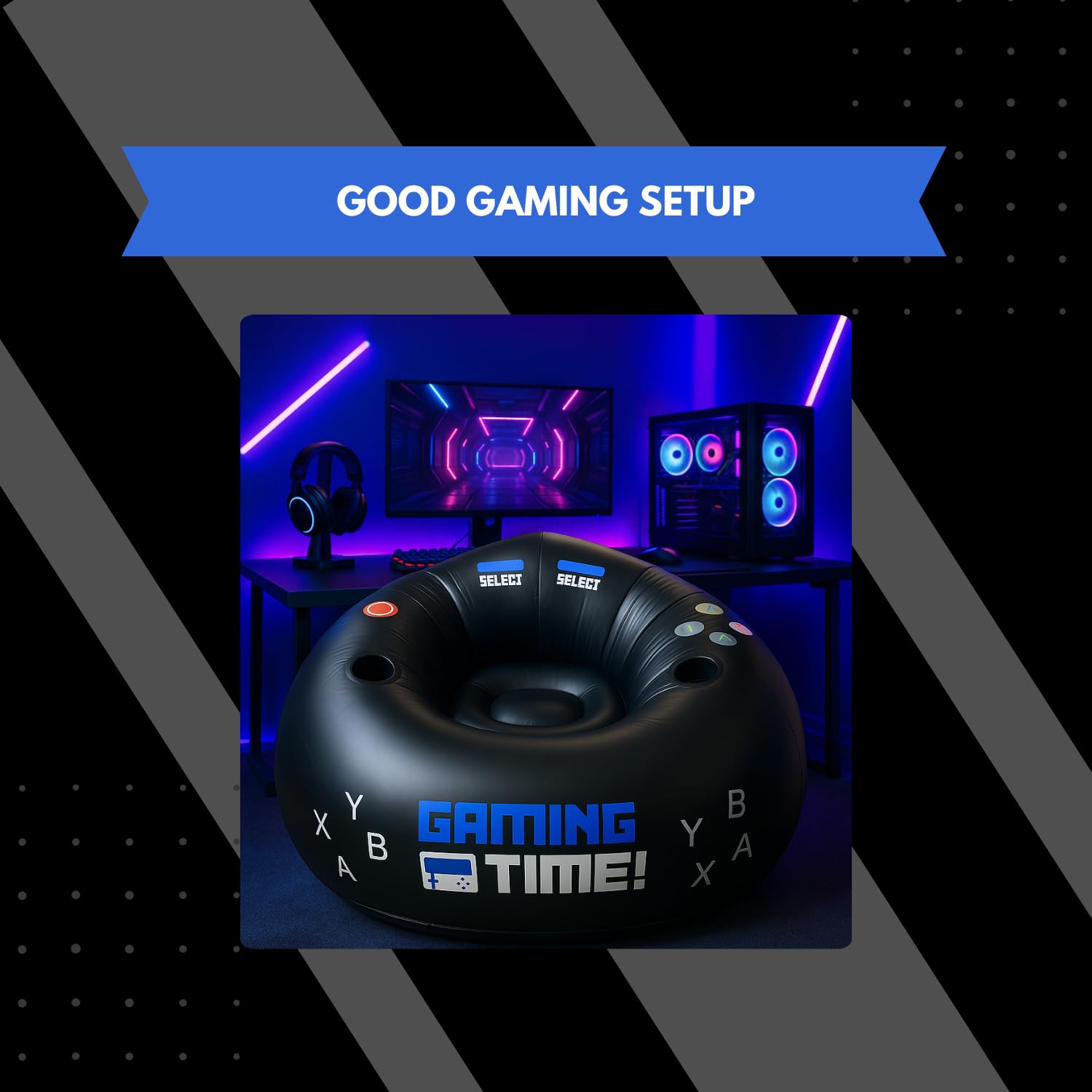 Inflatable Gaming Chair Kids Teens Cup Holders
