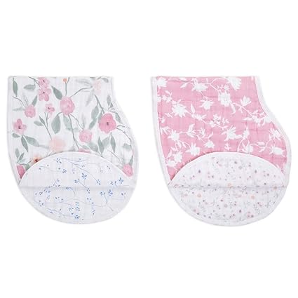 Burpy Bib, 100% Cotton Muslin, Soft Absorbent 4 Layers, Multi-Use Burp Cloth and Bib