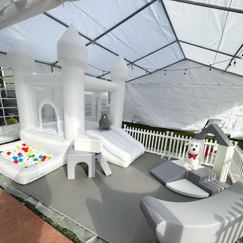 White Inflatable Bounce House with Blower for Kids