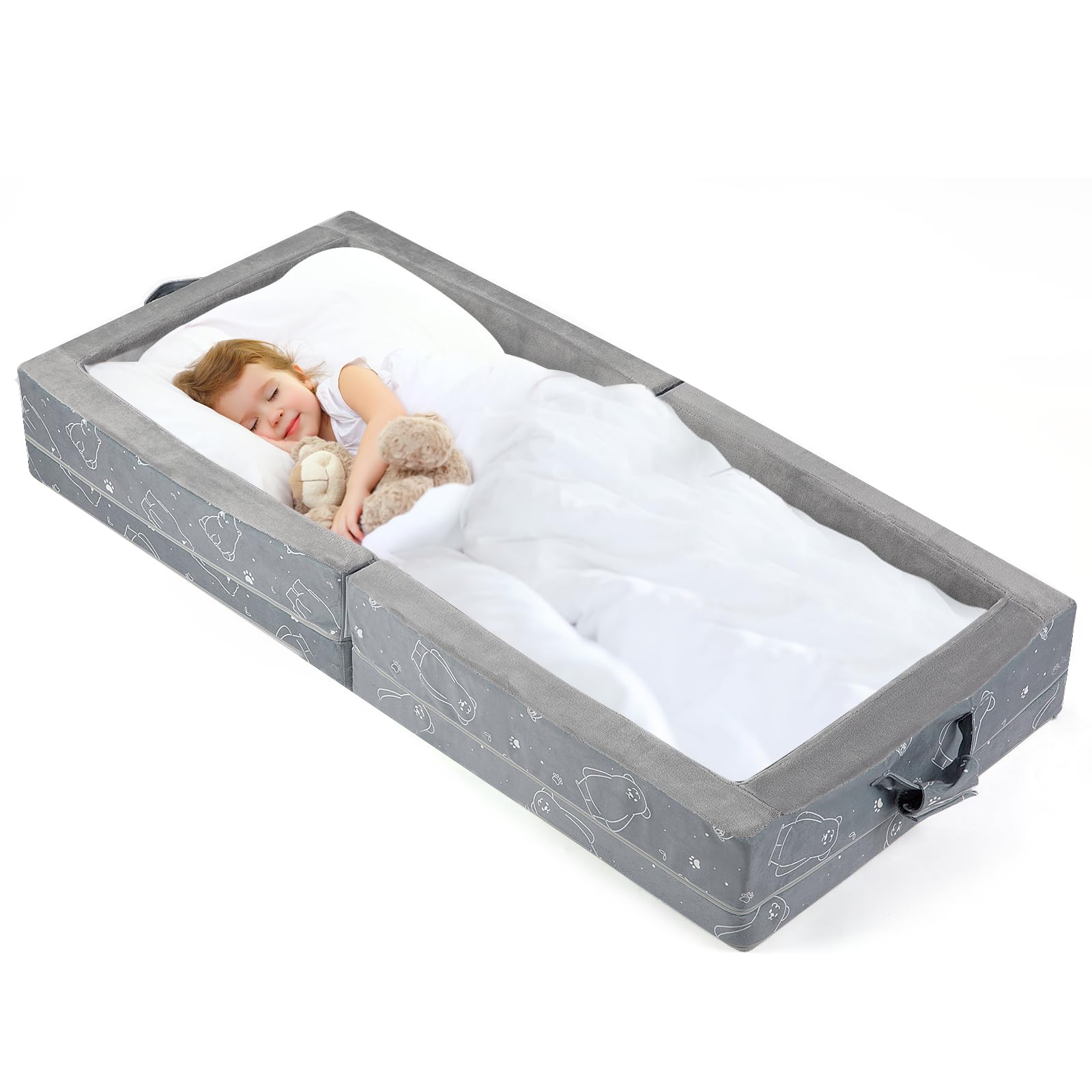 Portable Toddler Travel Bed – Foldable Soft Foam Floor Crib
