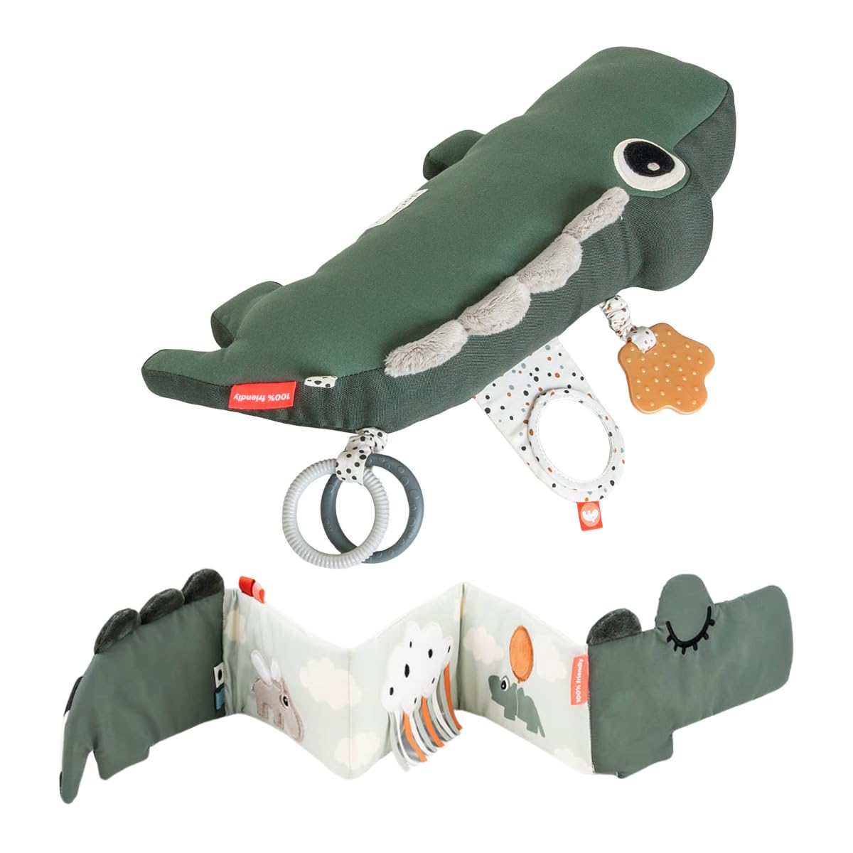 Tummy Time Activity Toy with Fold-Out Soft Book Croco Green