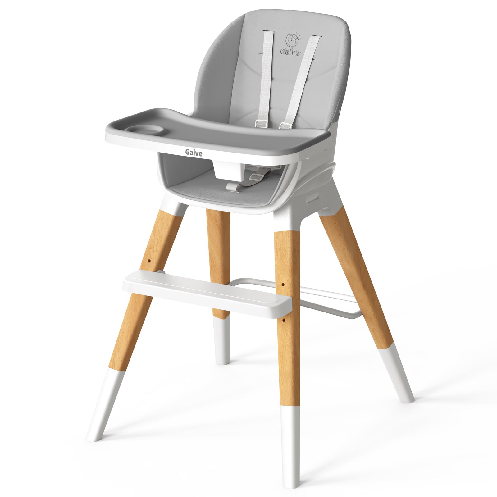 8 in 1 Highchair, Convertible Wooden Baby High Chair with Tray, Adjustable High Chair