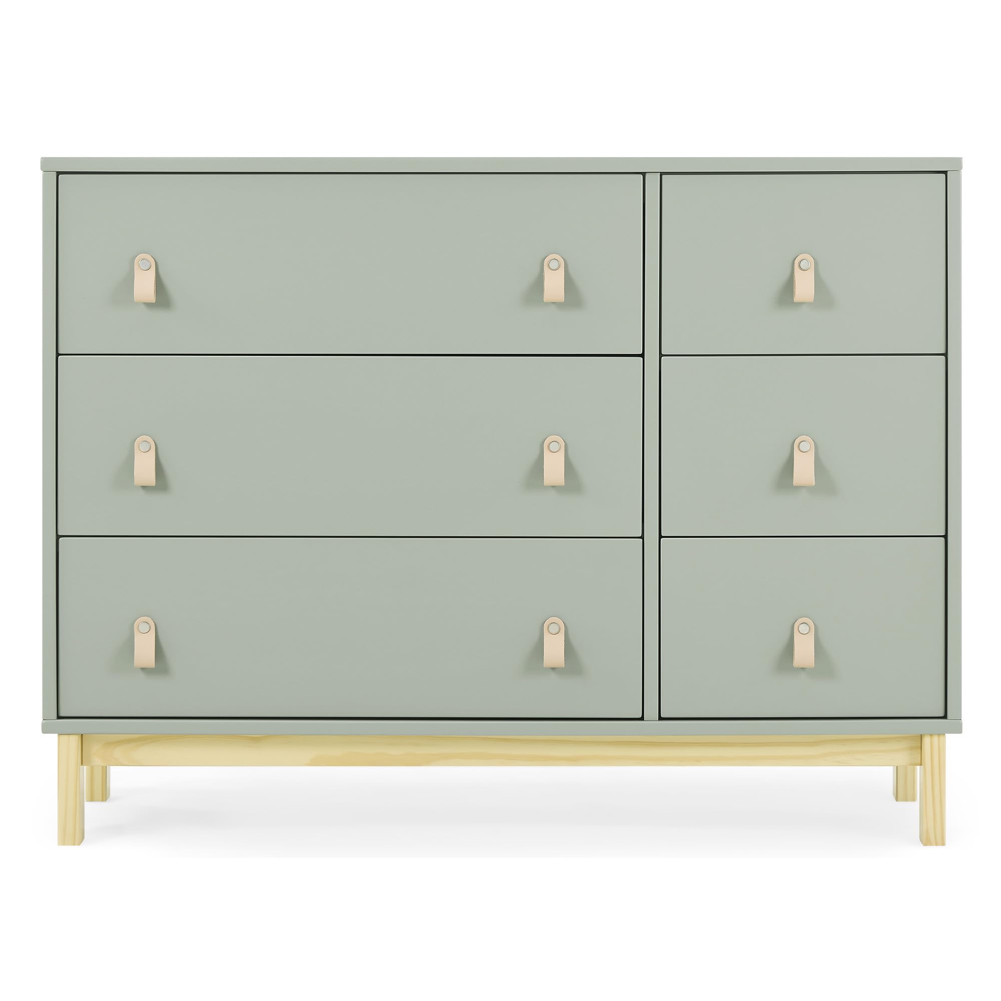 6 Drawer Dresser with Leather Pulls and Interlocking Drawers