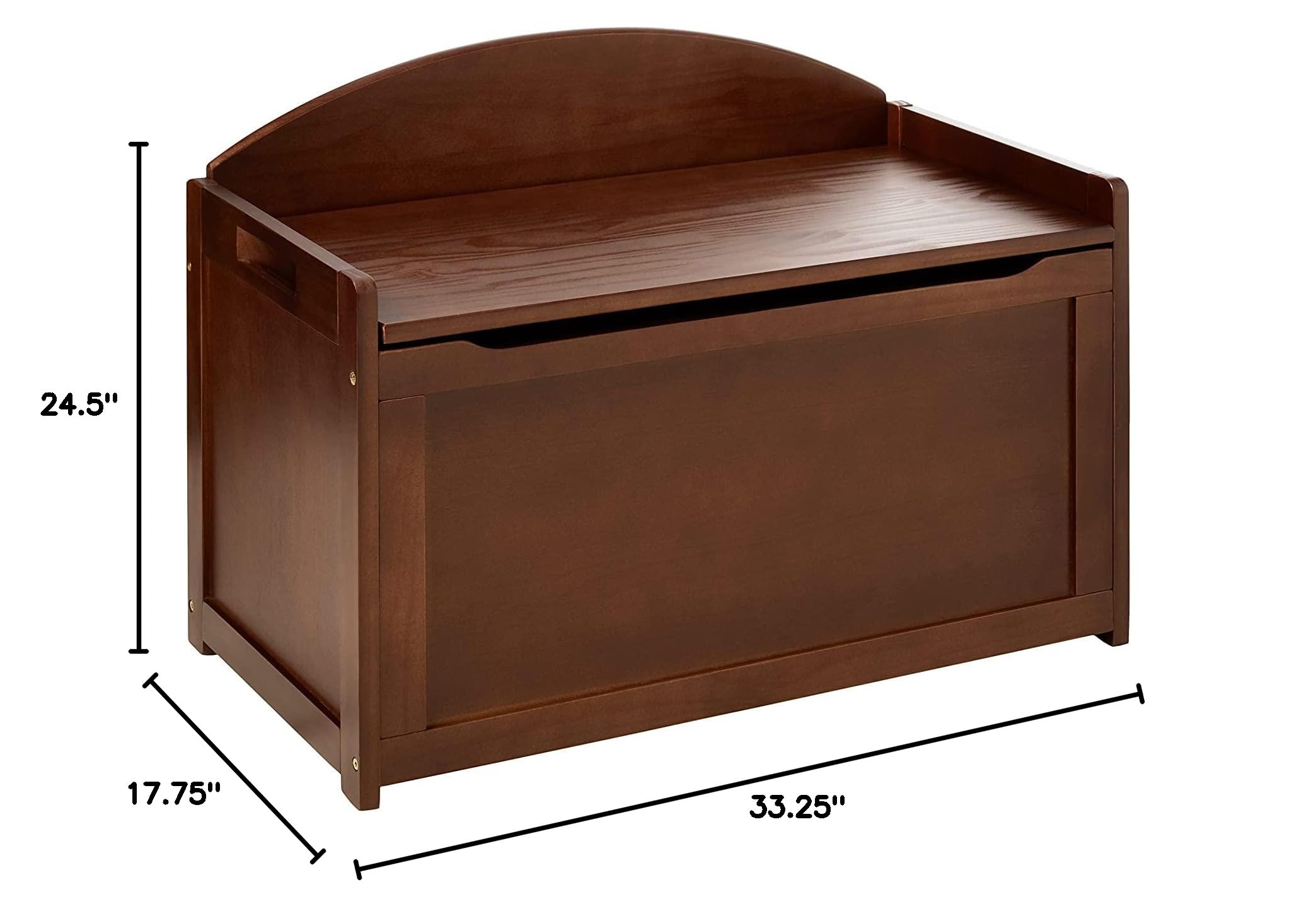 Child's Toy Chest, 33.25" W x 17.75" D x 24.5" H, Walnut Finish