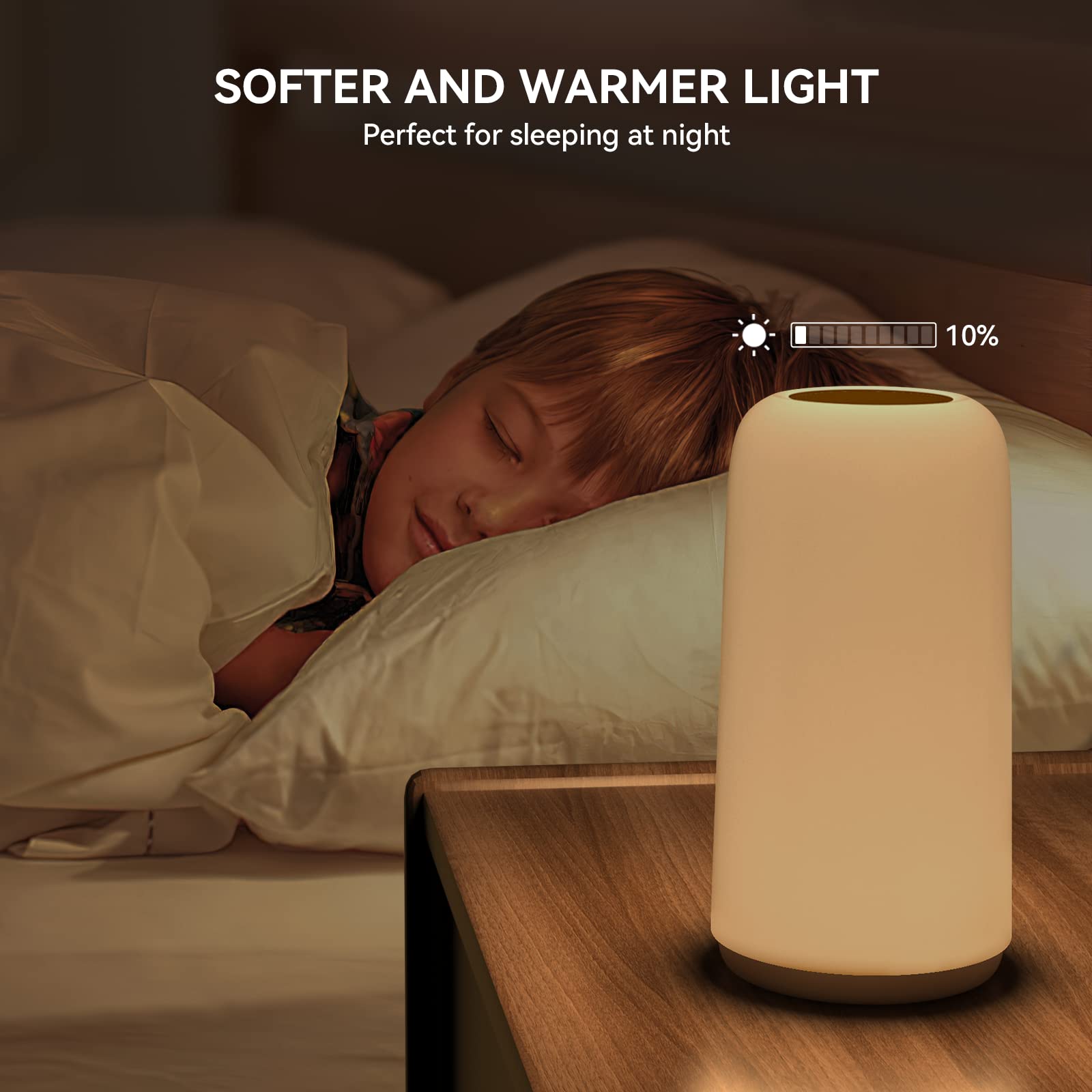 Touch Bedside Table Lamp, [Sleek Design & RGB Mode] 3 Way Dimmable Small Lamp