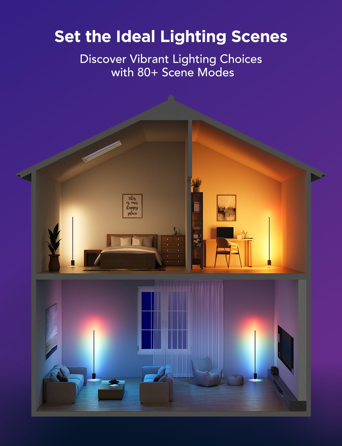 Smart RGBIC Floor Lamp with Matter Support and Music Sync