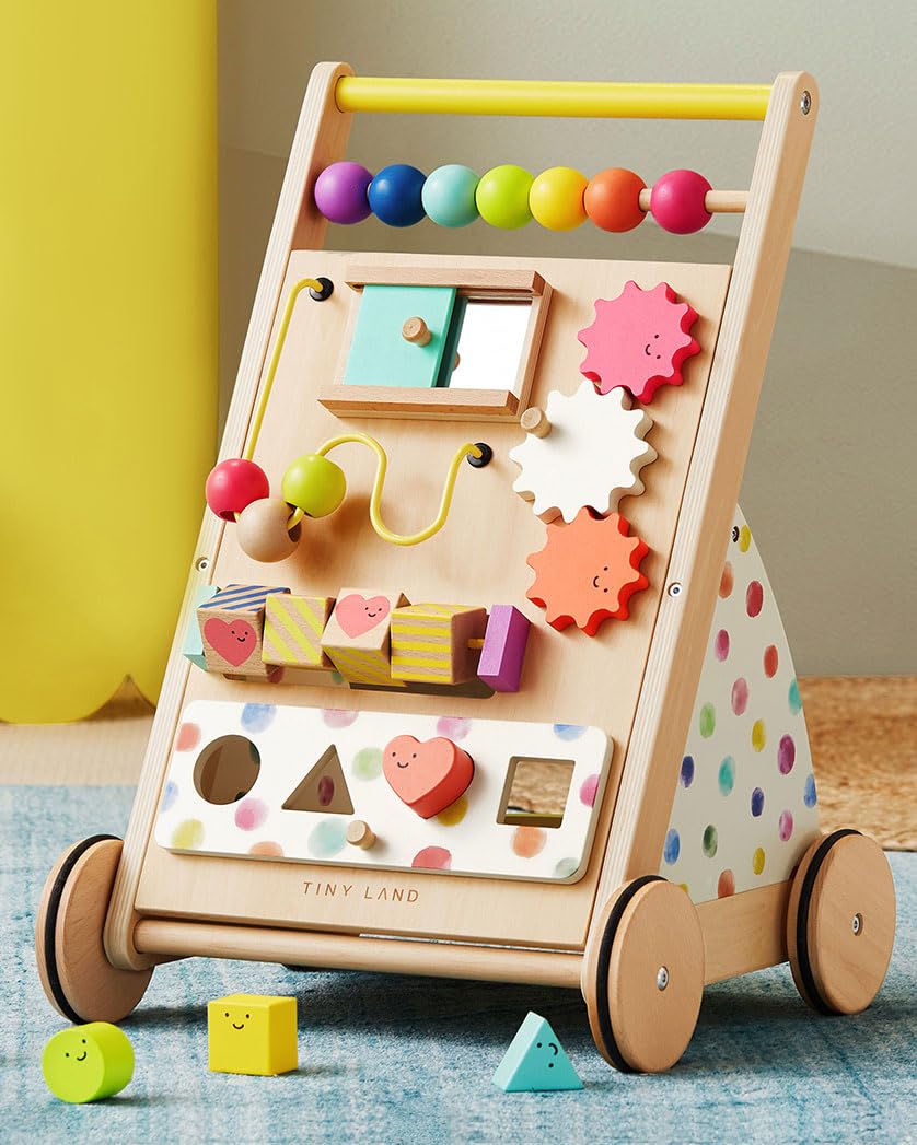 Baby Push Walker, Wooden Baby Walker for Girls, Adjustable Speed Walkers for Baby Boys
