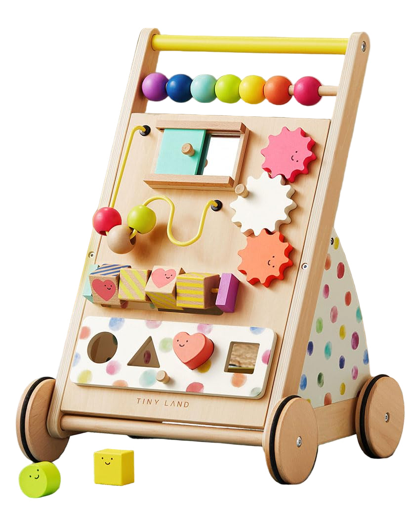 Baby Push Walker, Wooden Baby Walker for Girls, Adjustable Speed Walkers for Baby Boys