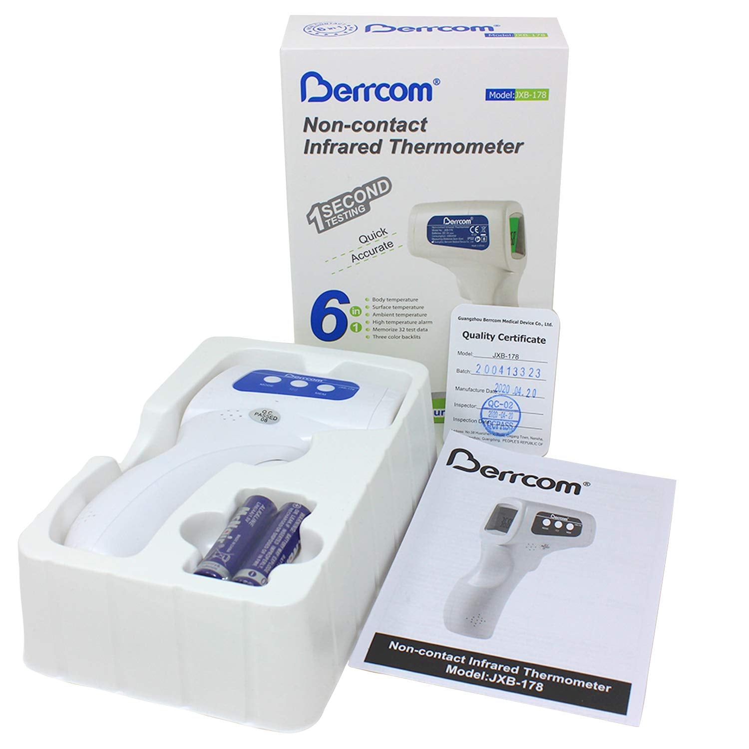 Non-Contact Digital Infrared Forehead Thermometer 1-Second Testing