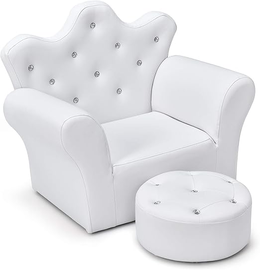 Kids Sofa, Children Upholstered Sofa with Ottoman, Princess Sofa
