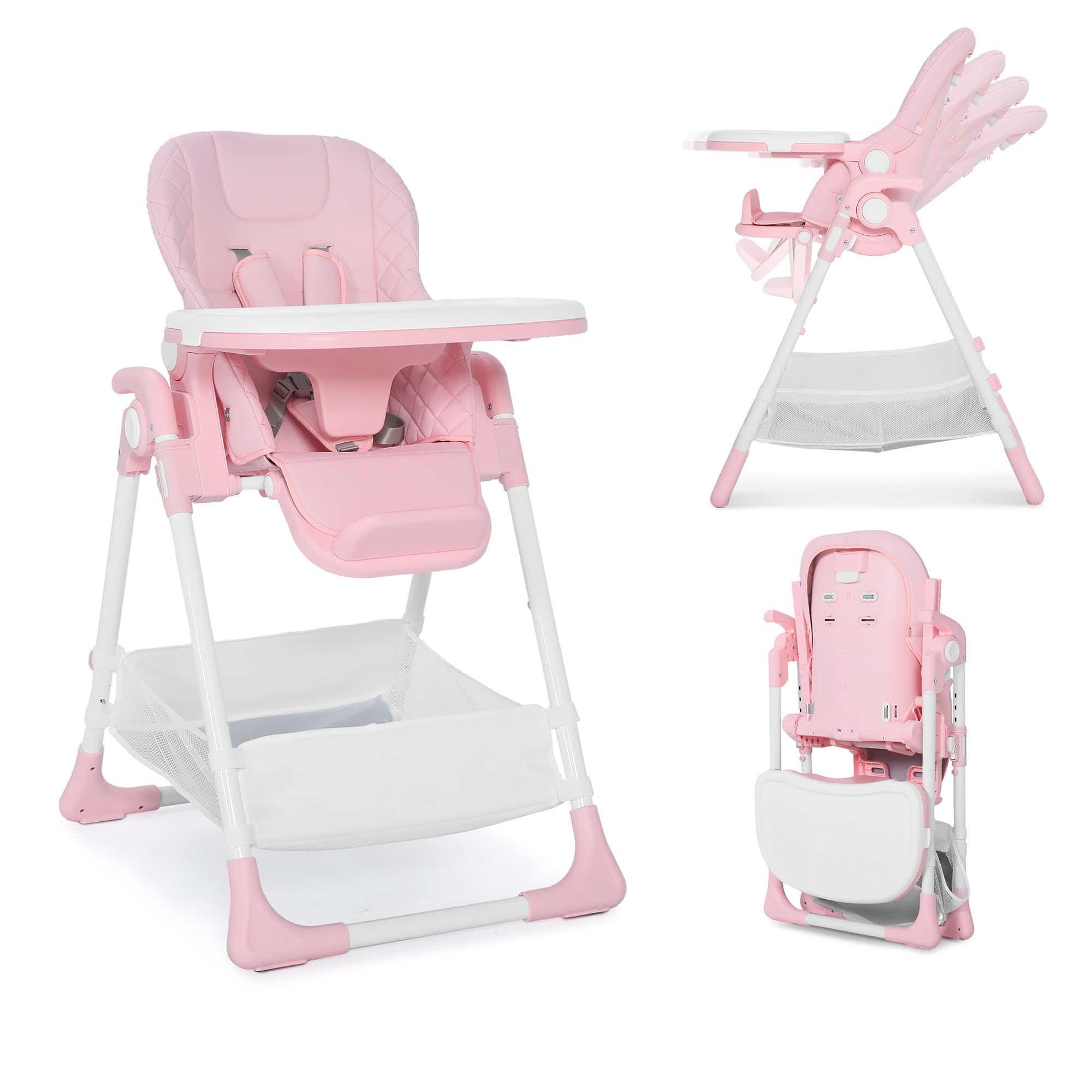 3-in-1 Foldable Baby High Chair with Adjustable Height and Recline