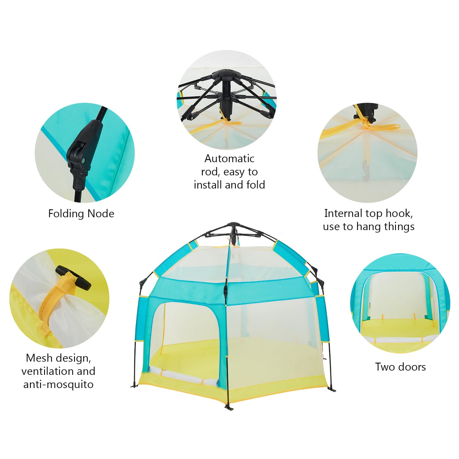Portable Baby Playpen with Canopy