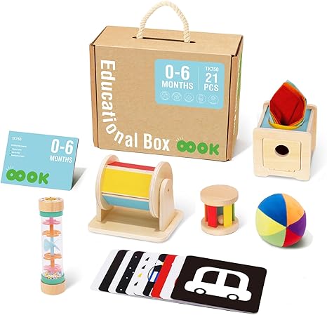 Montessori Toys for Babies 6-12 Months, 7 in 1 Learning Educational Set Wooden Toys
