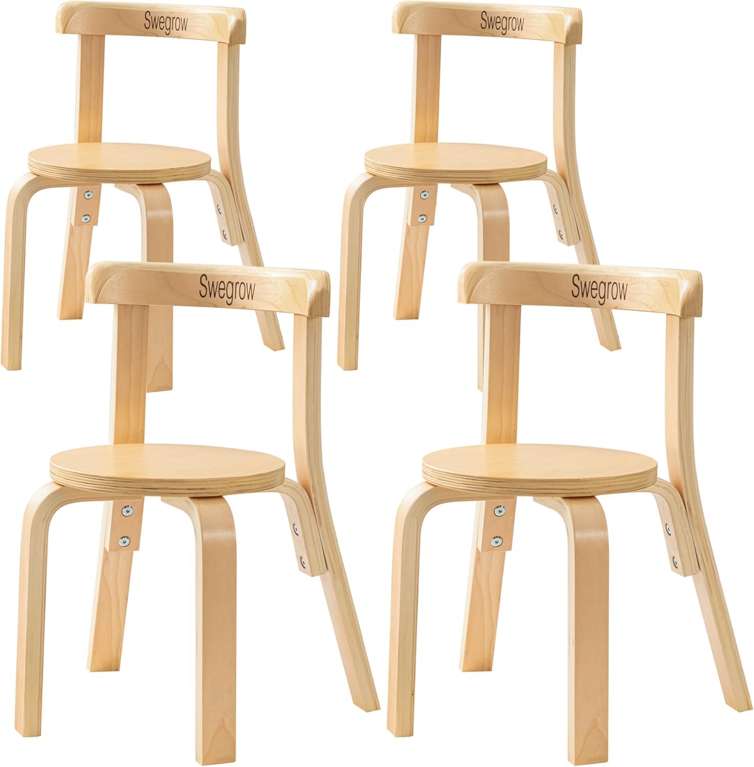 Wooden Kids Chair Set of 4 for Toddlers