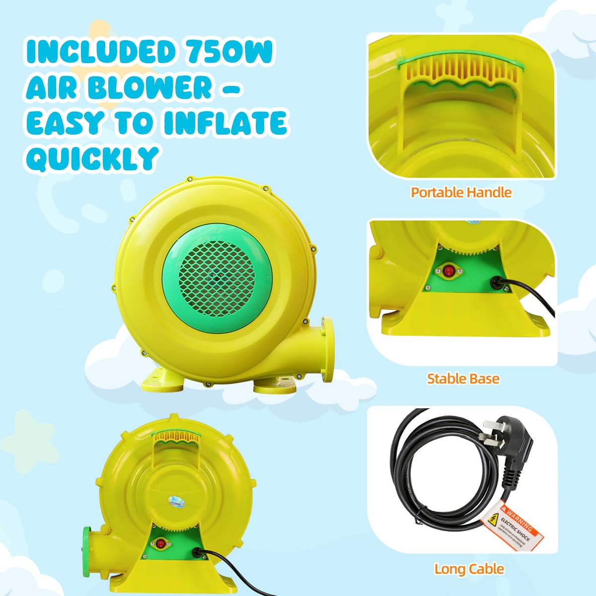 10-in-1 Inflatable Water Slide Bounce House with Blower