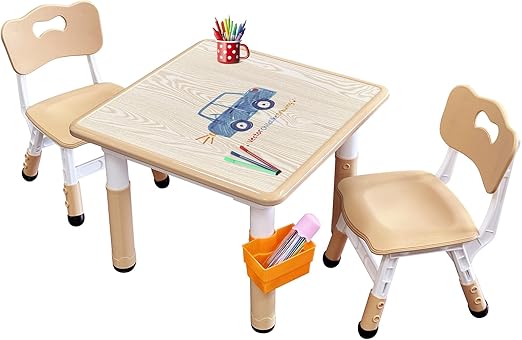 Kids Table & Chair Set with Adjustable Toddler-Safe Non-Slip Legs
