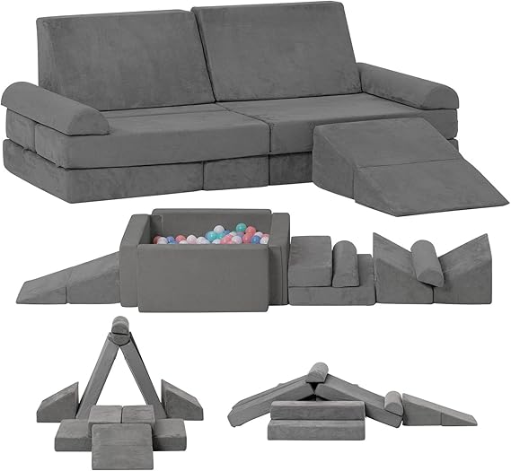 Kids Couch Toddler Sofa, Modular Kids Play Couch, Convertible Foam Climbing Sofa