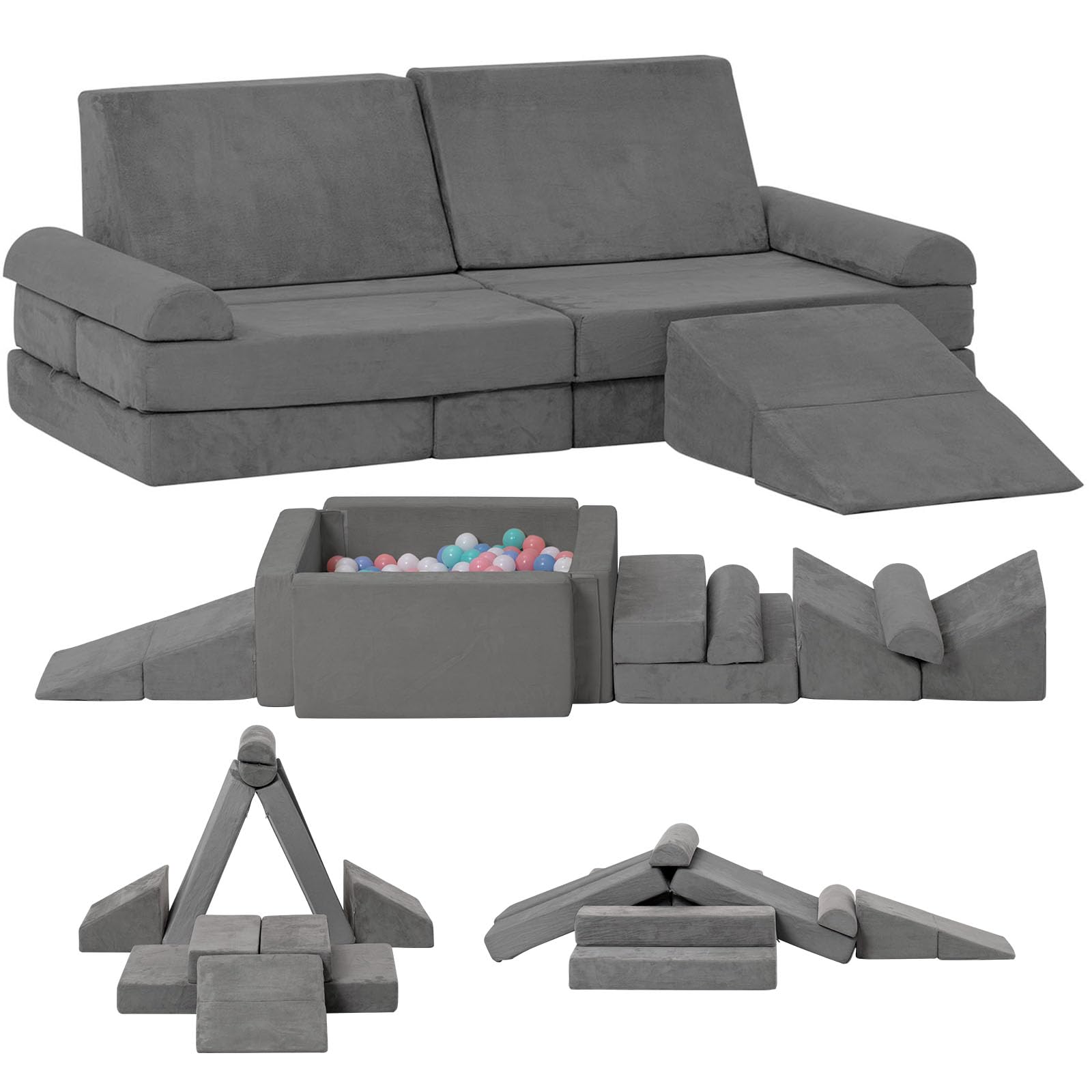 Toddler Sofa, Modular Kids Play Couch, Convertible Foam Climbing