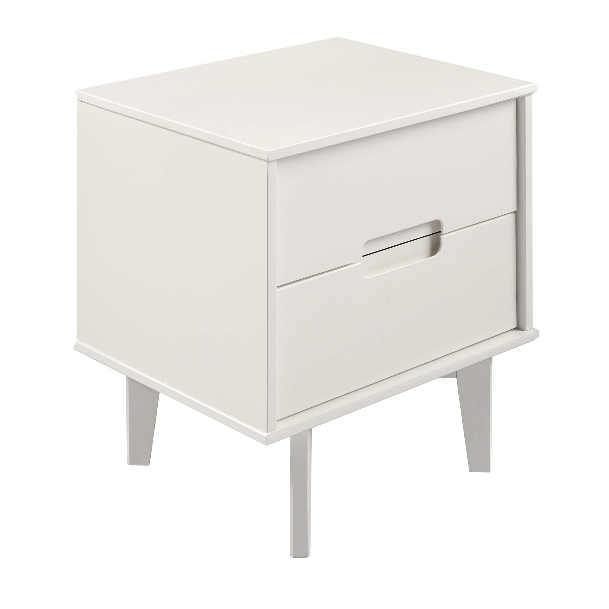 Furniture AZR2DSLNSWH Solid Wood 2-Drawer Groove Handle