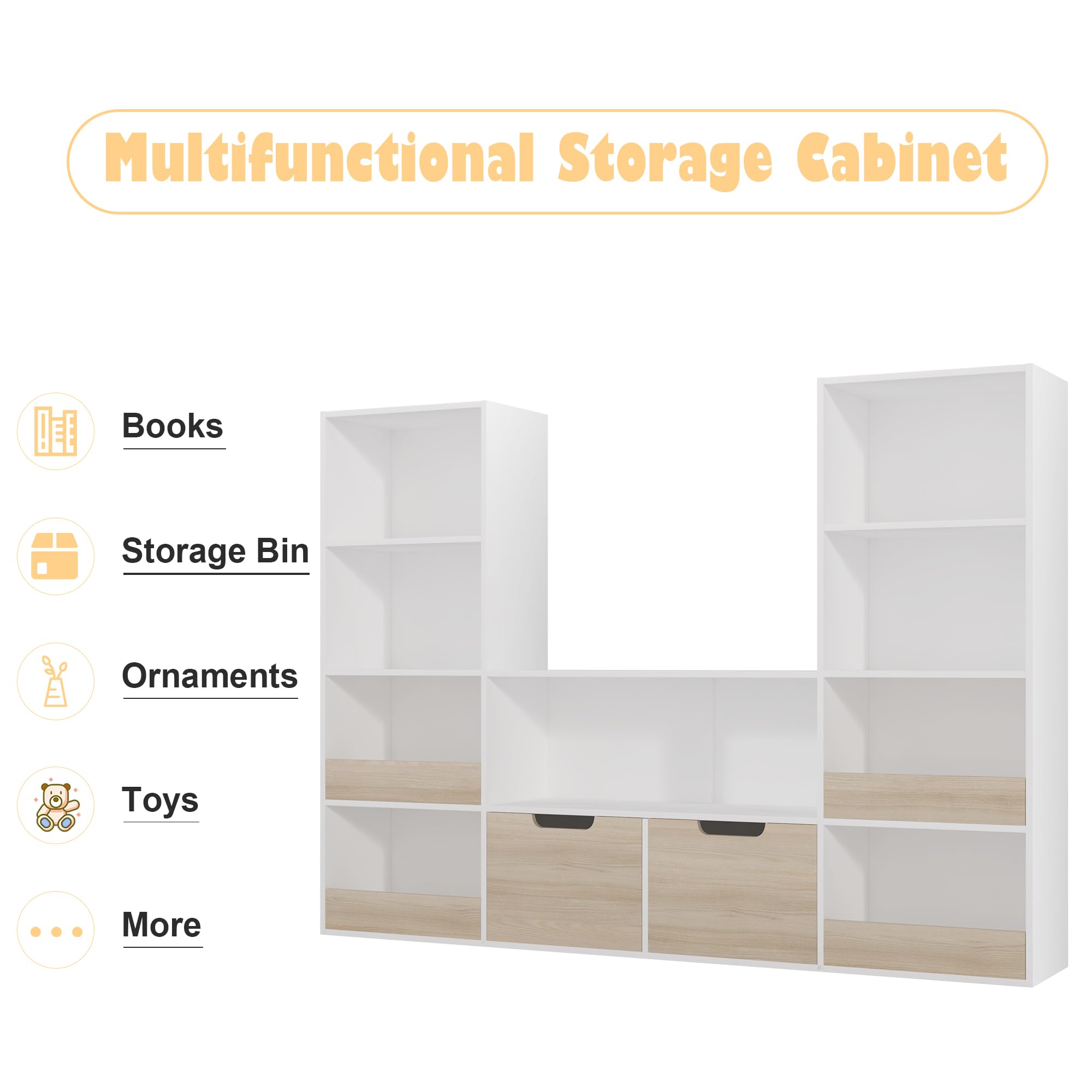 4-Tier Kids Bookshelf with Storage Bins