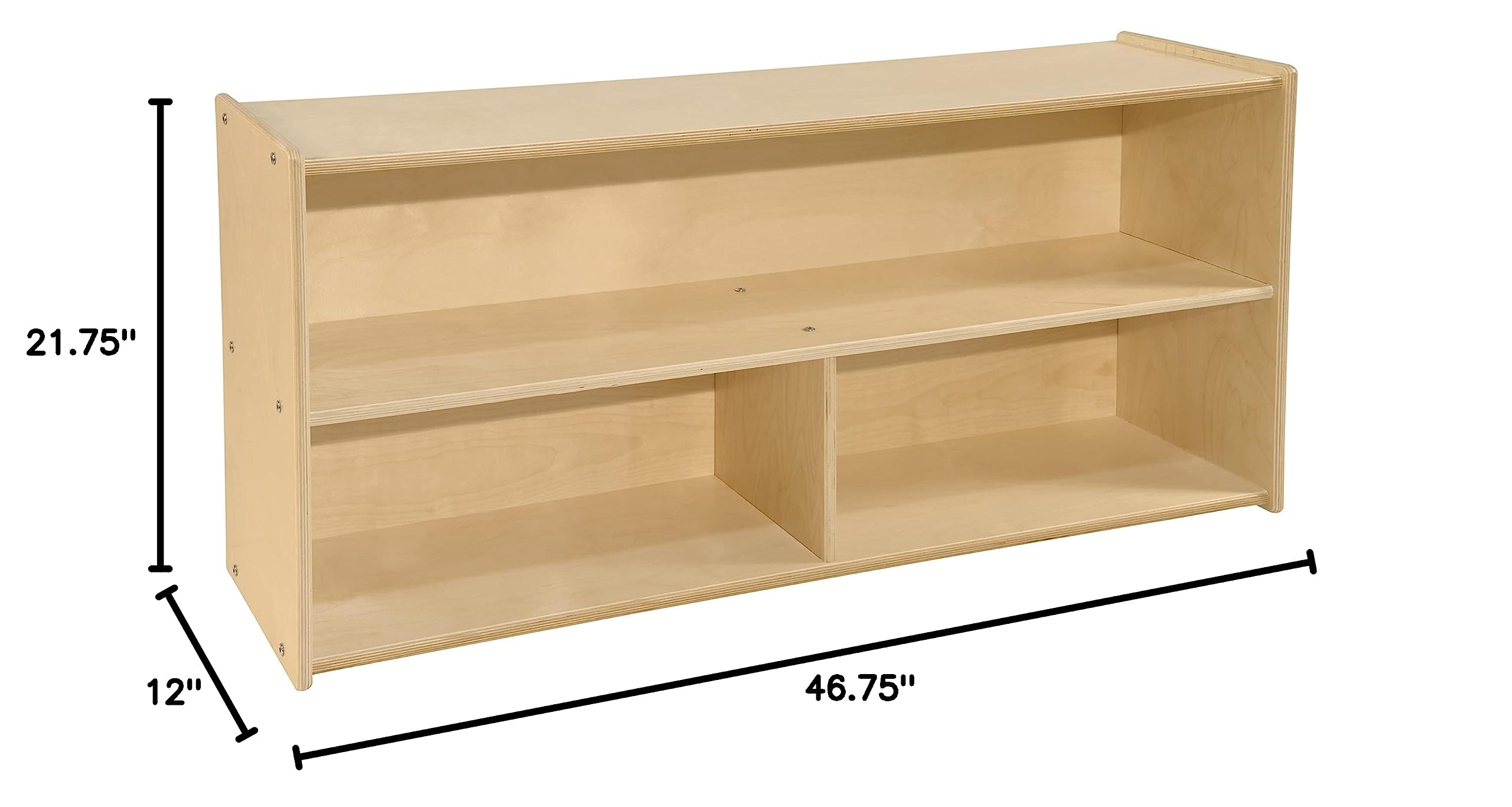 2-Shelf Kids Bookshelf & Toy Storage Organizer | 3-Section Montessori Shelves for Home & Classroom Organization & Storage