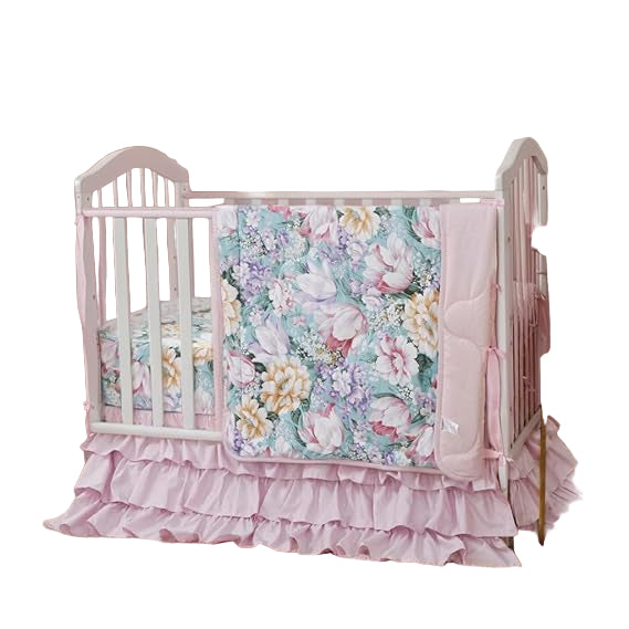 Brandream Crib Bedding Sets for Girls Garden Floral Nursery Set 3-Piece