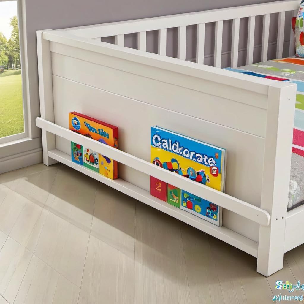 Twin Montessori Floor Bed with Book Storage and Safety Guardrails
