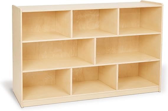 100% Birch Cabinet, 5-Section Montessori Wooden Bookshelf & Storage Organizer