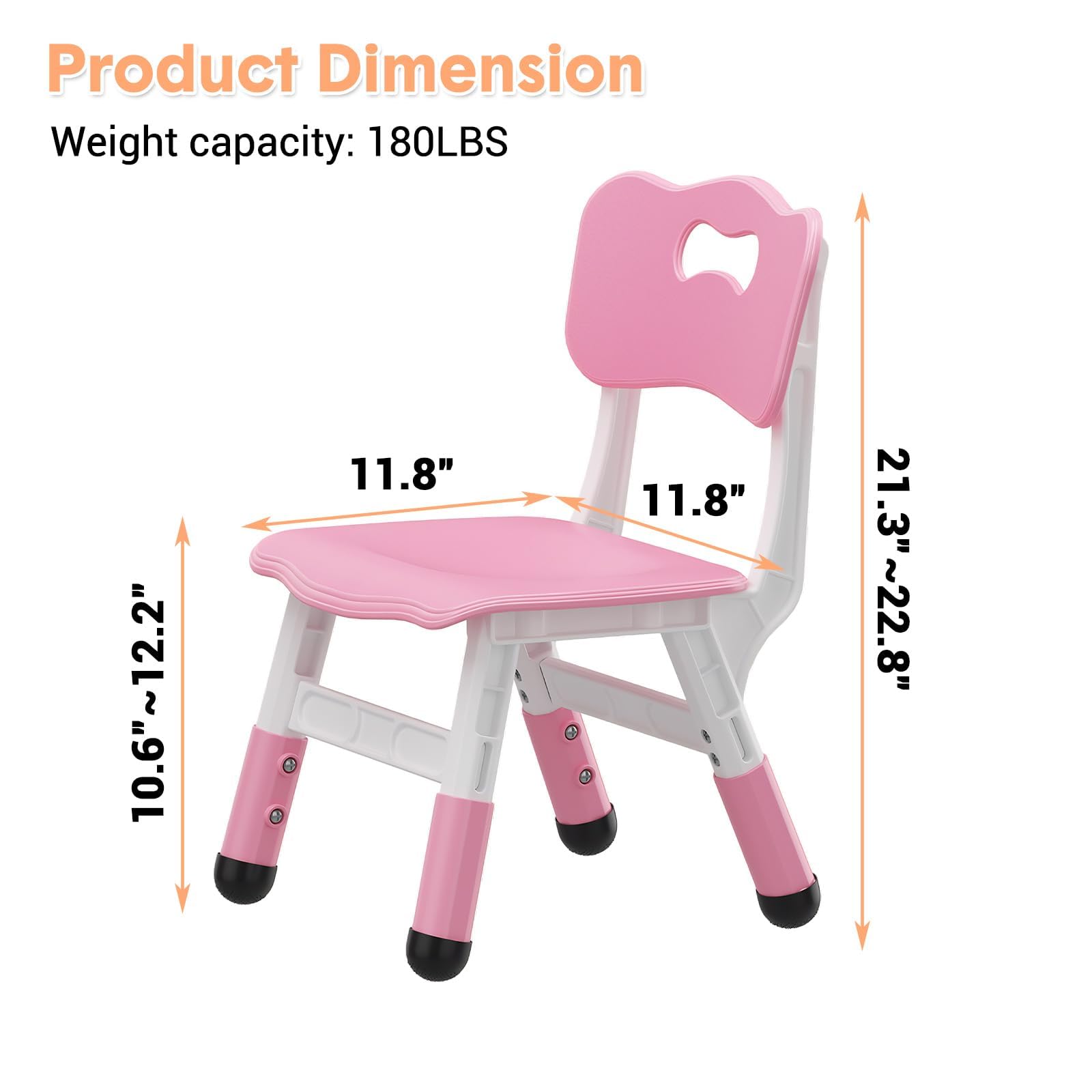 Adjustable Kids Chairs 3-Level Height with Non-Slip Pads