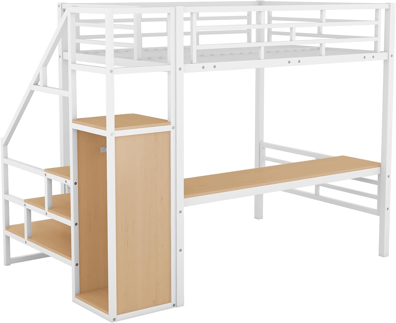 Full Loft Bed with Staircase Desk and Wardrobe