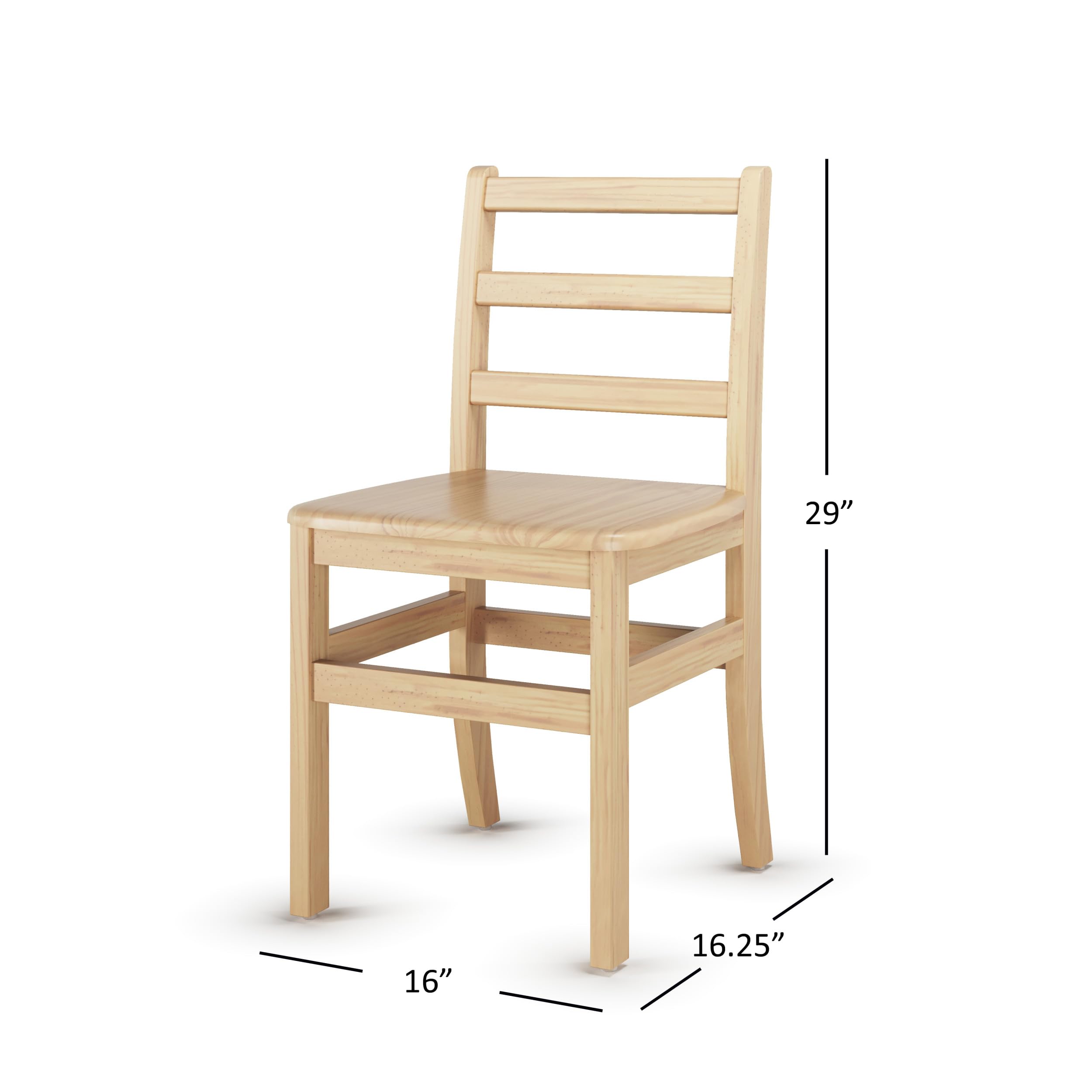 16" Wooden Ladderback School Chair - 2 Pack