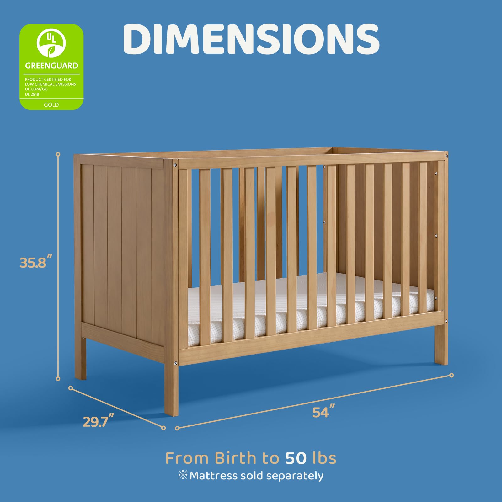 5-in-1 Convertible Crib with Adjustable Heights