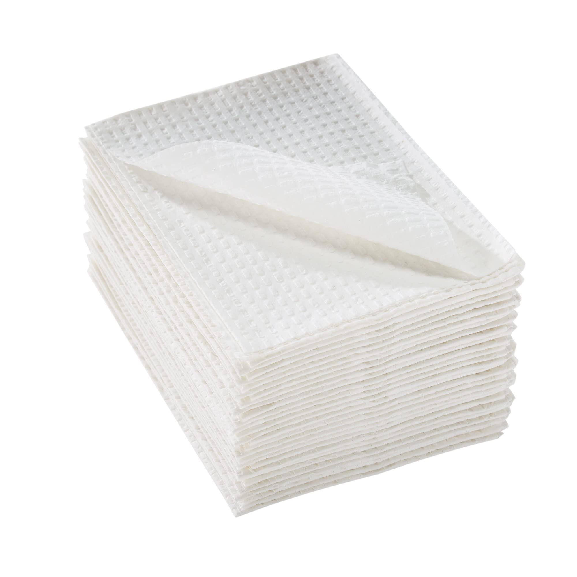 Disposable Towels [Pack of 500] for Dental Bibs, Nails, Tattoo, Dentist, Medical - 13 x 18 in, 2-Ply Tissue, Waffle Embossed, White