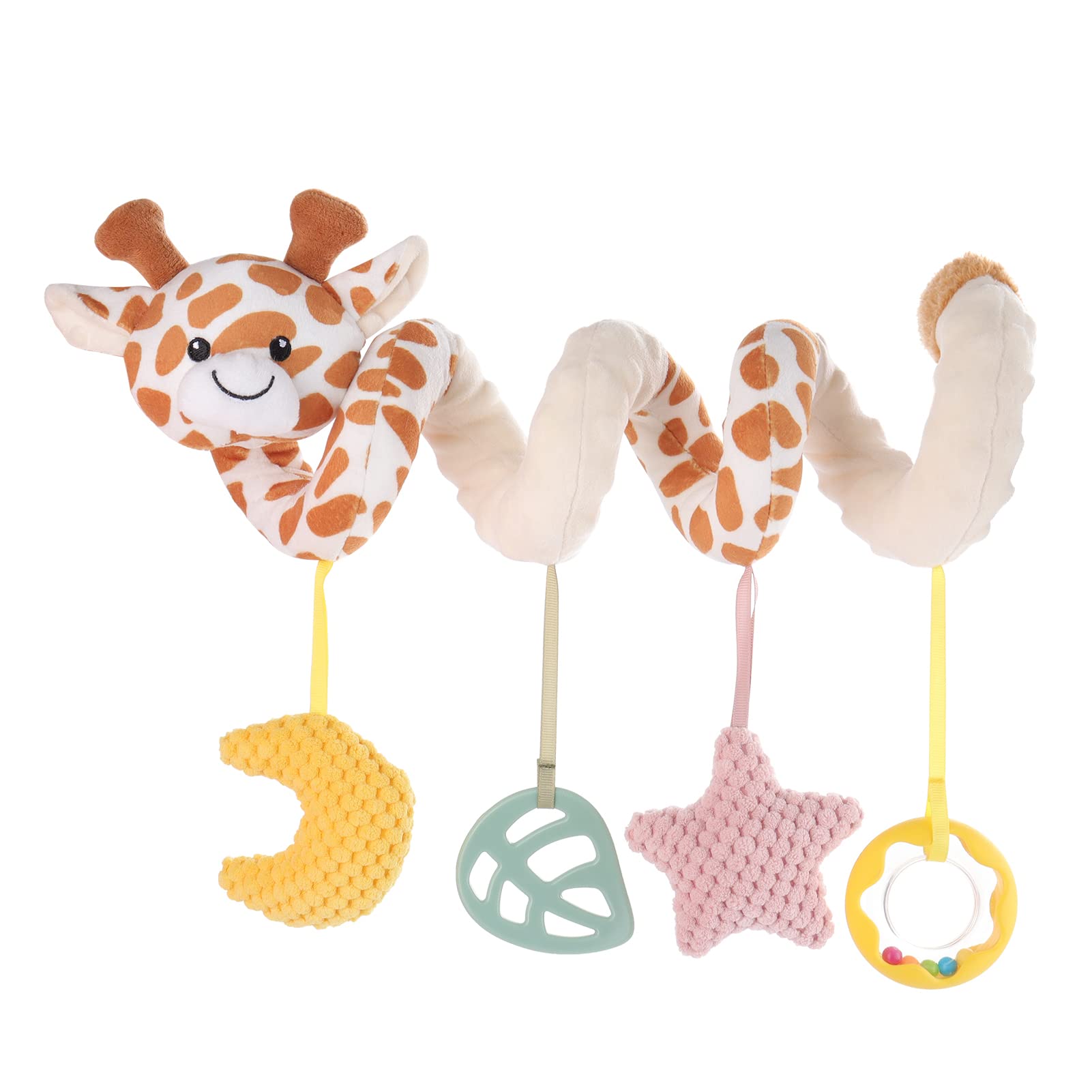 Baby Spiral Car Seat & Stroller Activity Toy, Features Plush Giraffe Character Hanging