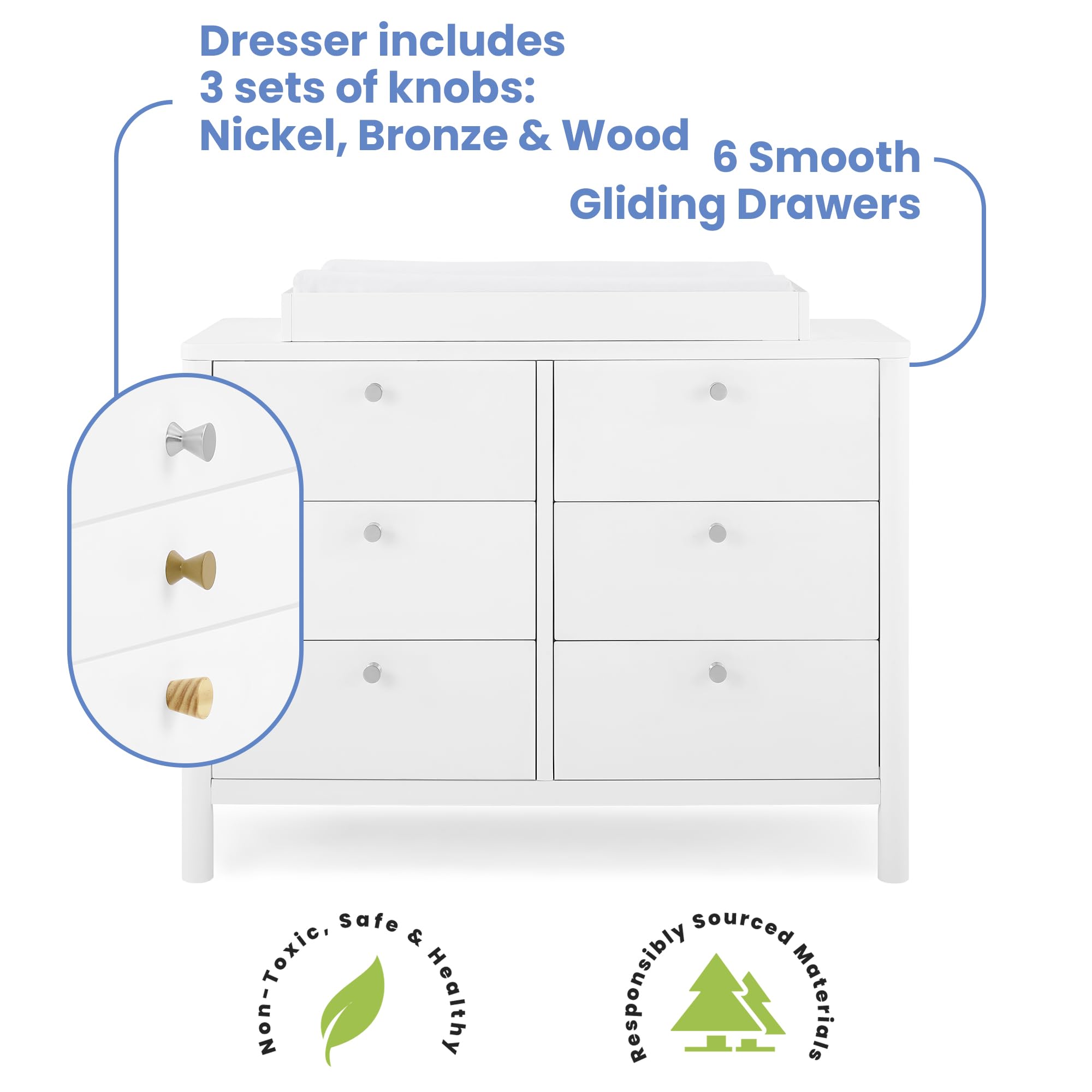 Brooks 6 Drawer Dresser with Interlocking Drawers