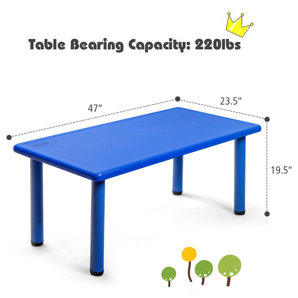 Rectangular Kids Activity Table for Reading Drawing Dining