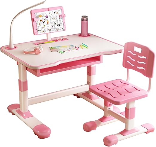 Table and Chair Set, Adjustable Art Desk Girls Desk for Bedroom