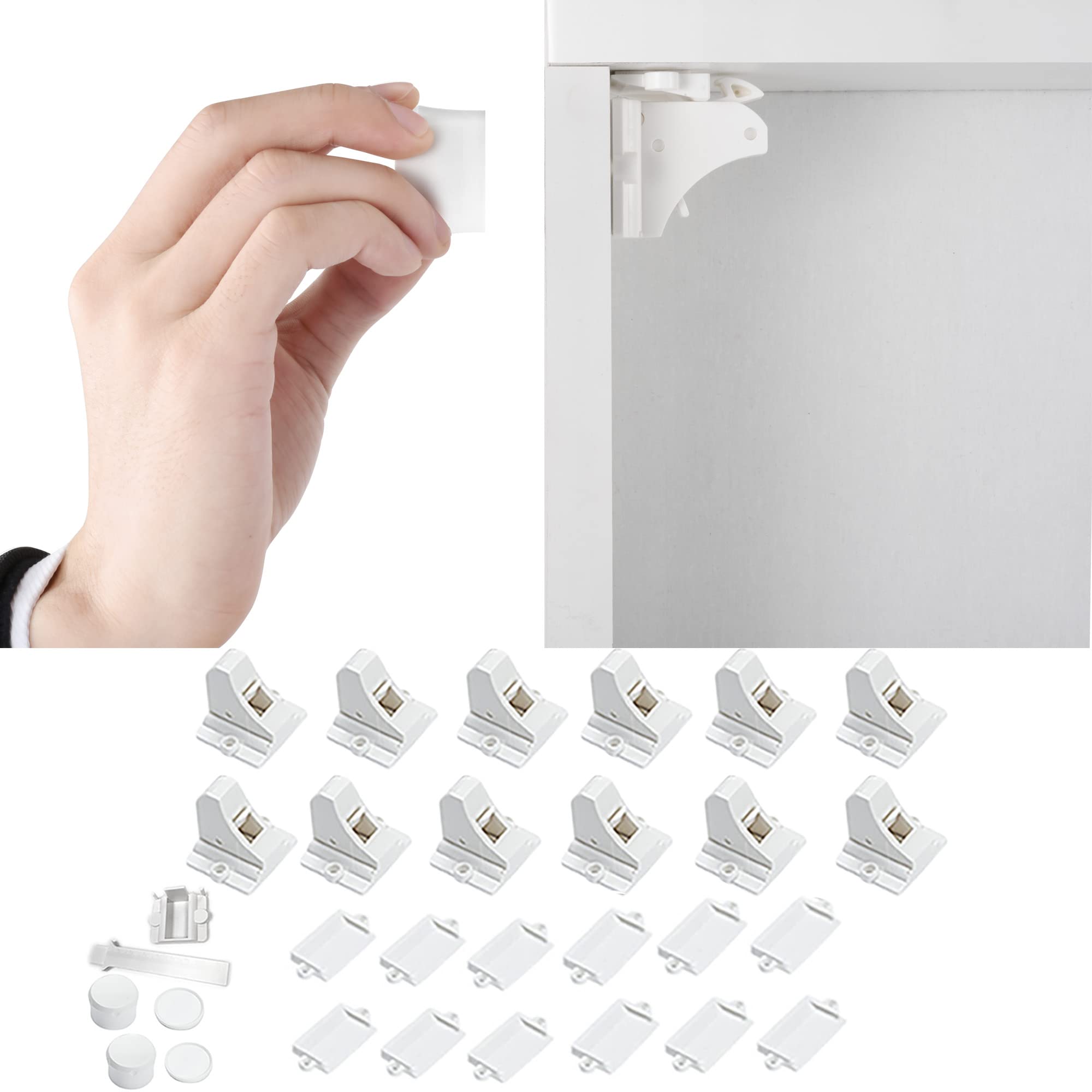 Adhesive Magnetic Cabinet Locks (12 Locks and 2 Keys)