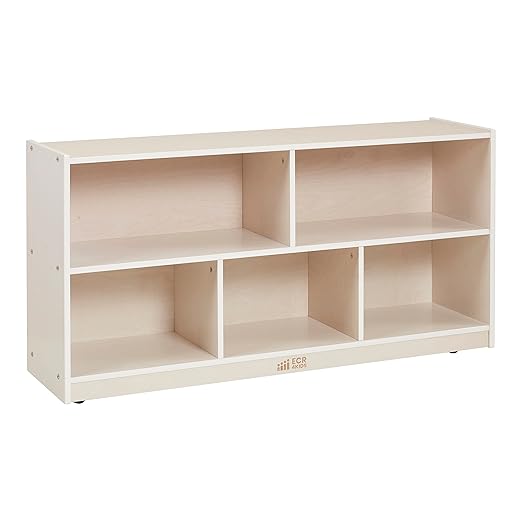 5-Compartment Mobile Storage Cabinet, 24in, Classroom Furniture, Natural